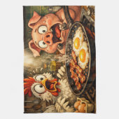 Bacon und Eier Panik Geschirrtuch (Vertikal)