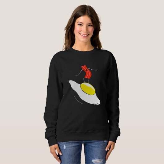 Bacon und Eier Surfen Ei knusprig Frühstück Surfer Sweatshirt (Vorne ganz)