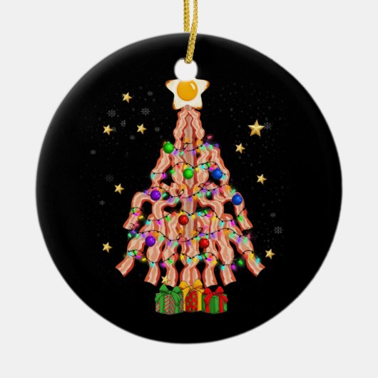 Bacon Weihnachtsbaum Ei Top Pork Lover Merry Xmas Keramik Ornament (Vorne)