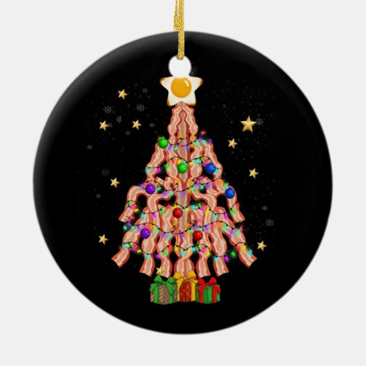Bacon Weihnachtsbaum Ei Top Pork Lover Merry Xmas Keramik Ornament (Hinten)