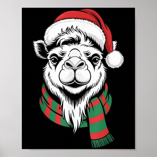 Bactrian Camel Xmas Weihnachtsmannmütze Scarf Weih Poster (Vorne)