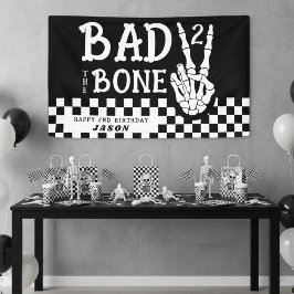 Bad 2 the Bone Skeleton 2nd Birthday Party Banner