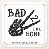 Bad 2 the Bone Skeleton 2nd Birthday Party Rechteckiger Pappuntersetzer (Vorderseite)