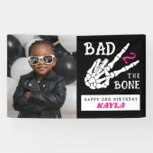 Bad 2 the Bone Skeleton Photo 2nd Birthday Party Banner (Horizontal)