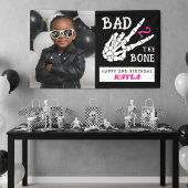 Bad 2 the Bone Skeleton Photo 2nd Birthday Party Banner
