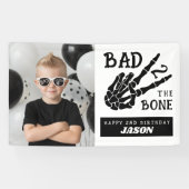 Bad 2 the Bone Skeleton Photo 2nd Birthday Party Banner (Horizontal)