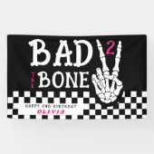 Bad 2 the Bone Skeleton Pink 2nd Birthday Party Banner (Horizontal)