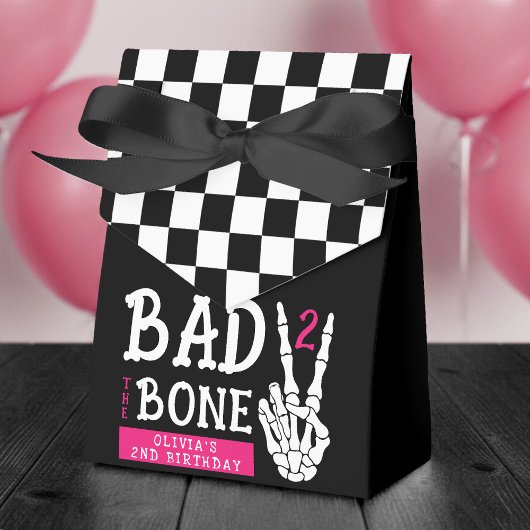 Bad 2 the Bone Skeleton Pink 2nd Birthday Party Geschenkschachtel