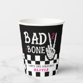 Bad 2 the Bone Skeleton Pink 2nd Birthday Party Pappbecher (Vorderseite)