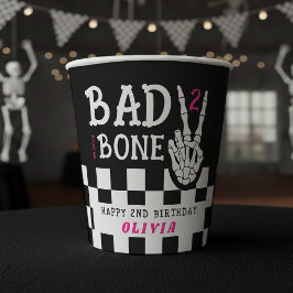 Bad 2 the Bone Skeleton Pink 2nd Birthday Party Pappbecher