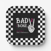 Bad 2 the Bone Skeleton Pink 2nd Birthday Party Pappteller (Vorderseite)