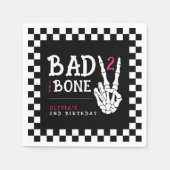 Bad 2 the Bone Skeleton Pink 2nd Birthday Party Serviette (Vorderseite)