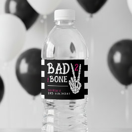 Bad 2 the Bone Skeleton Pink 2nd Birthday Party Wasserflaschenetikett