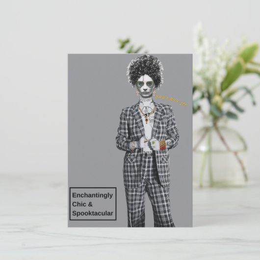 Bad and Boo-Jee Gothic Halloween-Party Einladung (Stehend Vorderseite)