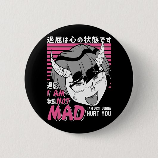 Bad Anime Girl Otaku Angry Manga Devil Button (Vorderseite)