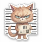 Bad Attitude Cat Mugshot - Funny Feline Design Aufkleber (Vorderseite)