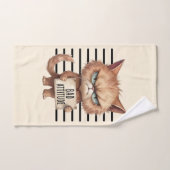 Bad Attitude Cat Mugshot - Funny Feline Design Badhandtuch Set (Handtuch)