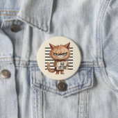 Bad Attitude Cat Mugshot - Funny Feline Design Button (Beispiel)