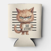 Bad Attitude Cat Mugshot - Funny Feline Design Dosenkühler (Vorderseite)
