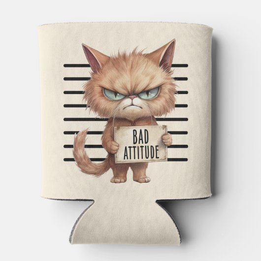 Bad Attitude Cat Mugshot - Funny Feline Design Dosenkühler (Rückseite)