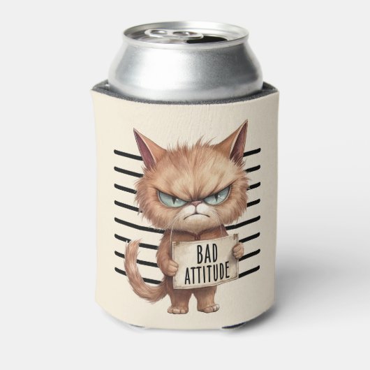 Bad Attitude Cat Mugshot - Funny Feline Design Dosenkühler (Kanne Rückseite)
