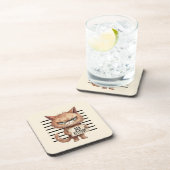 Bad Attitude Cat Mugshot - Funny Feline Design Getränkeuntersetzer (Rechte Seite)