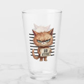 Bad Attitude Cat Mugshot - Funny Feline Design Glas (Vorderseite)