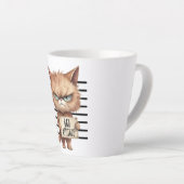 Bad Attitude Cat Mugshot - Funny Feline Design Milchtasse (Rechte Ecke)