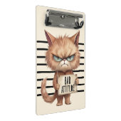 Bad Attitude Cat Mugshot - Funny Feline Design Mini Klemmbrett (Schrägansicht)