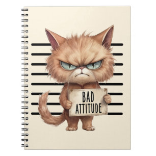 Bad Attitude Cat Mugshot - Funny Feline Design Notizblock