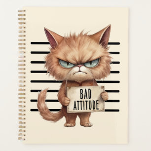 Bad Attitude Cat Mugshot - Funny Feline Design Planer