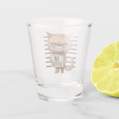 Bad Attitude Cat Mugshot - Funny Feline Design Schnapsglas (Rückseite)