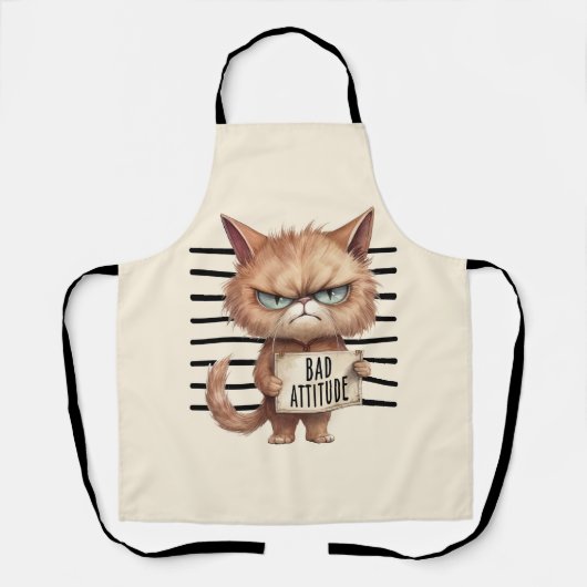 Bad Attitude Cat Mugshot - Funny Feline Design Schürze (Vorderseite)