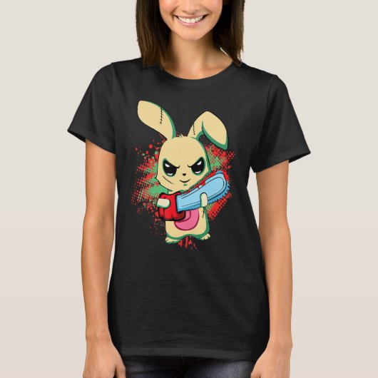 Bad Beängstigend Saw Evil Bunny, Happy Ostersonnta T-Shirt (Vorderseite)