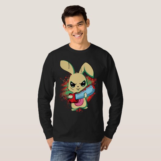 Bad Beängstigend Saw Evil Bunny, Happy Ostersonnta T-Shirt (Vorne ganz)