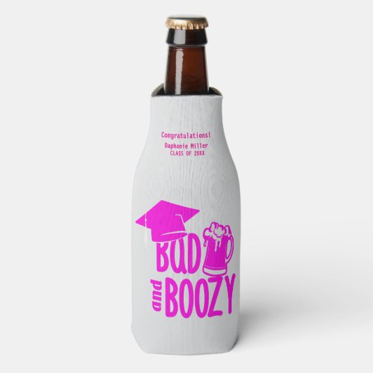 Bad & Boozy Abschluss Flasche Cooler - Custom Flaschenkühler (Flaschenvorderseite)
