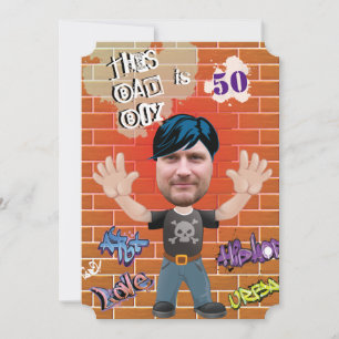 Bad Boy 50th Men's Birthday Funny Face Cut-out Einladung