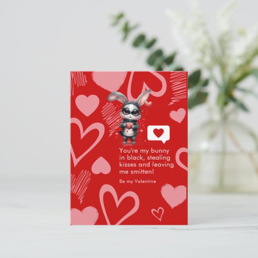 Bad Boy Bunny Liebe Dieb Boyfriend Valentine's Day Postkarte (Stehend Vorderseite)