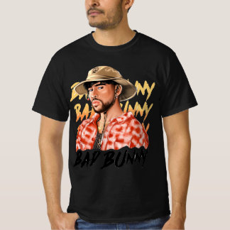 Bad Bunny in Panama Hat Un Verano Sin Ti Illustrat T-Shirt