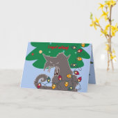 "Bad Cat" Faltkarte für Weihnachtsgrüße Karte (Gelbe Blume)