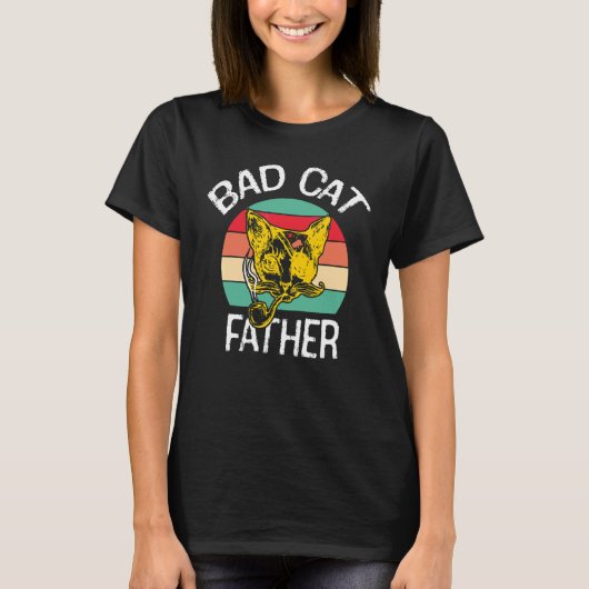 Bad Cat Father Funniest Bad Cat Vater oder Katze V T-Shirt (Vorderseite)