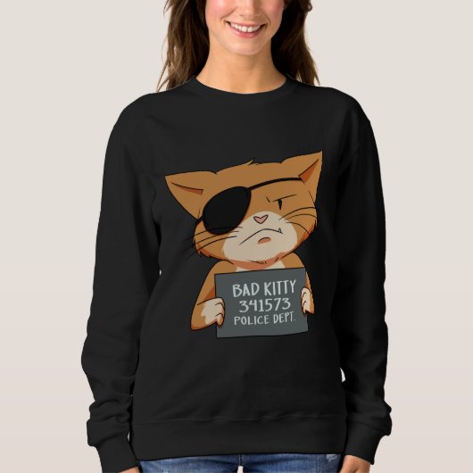 Bad Cat Gangster Mugshot Kitty For Pet Sweatshirt (Vorderseite)