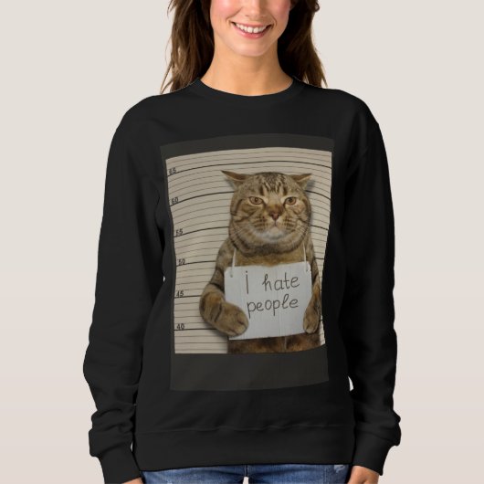 Bad Cat I Hate People Sweatshirt (Vorderseite)