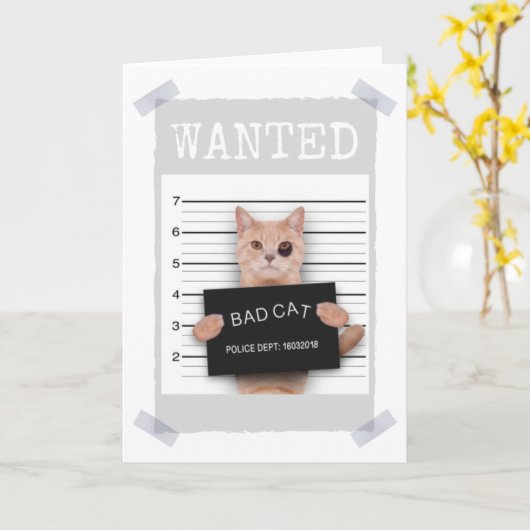 BAD CAT Police Mugshot - GEWOLLT Karte (Gelbe Blume)