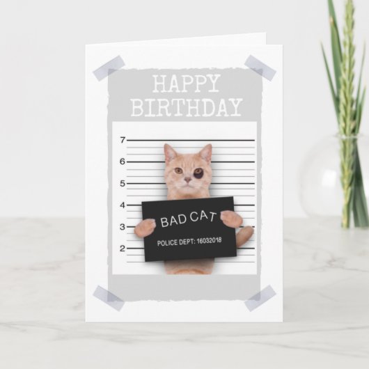 BAD CAT Police Mugshot - HAPPY BIRTHDAY Card Karte (Vorderseite)