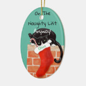 Bad Cat rasiert seinen Strumpf Funny Personalisier Keramik Ornament (Links)