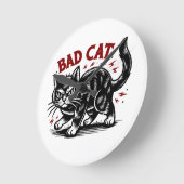 Bad Cat Runde Wanduhr (Winkel)