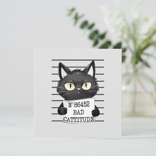 Bad Cattitude - Black Cat Mugshot (Stehend Vorderseite)