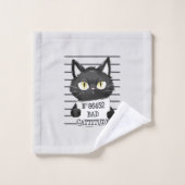 Bad Cattitude - Black Cat Mugshot Badhandtuch Set (Waschlappen)