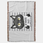 Bad Cattitude - Black Cat Mugshot Decke (Vorderseite Vertikal)